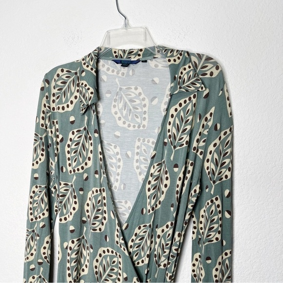 BODEN Collar Jersey True Wrap Stretch Leaf Midi Dress - Picture 2 of 13